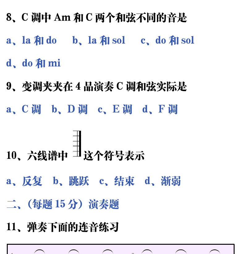 吉他音乐测试题库 第29页  6.1_连音技巧  [右上]