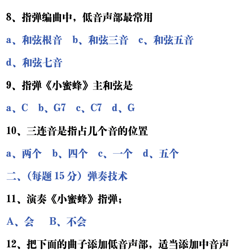 吉他音乐测试题库 第30页  6.2_指弹技术  [右上]