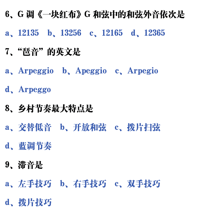 吉他音乐测试题库 第52页  1.2_分解扫弦  [右上]