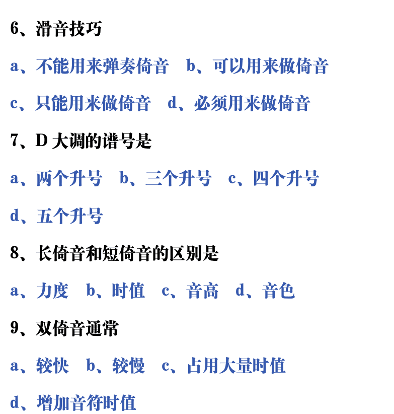 吉他音乐测试题库 第96页  5.3_装饰音  [右上]