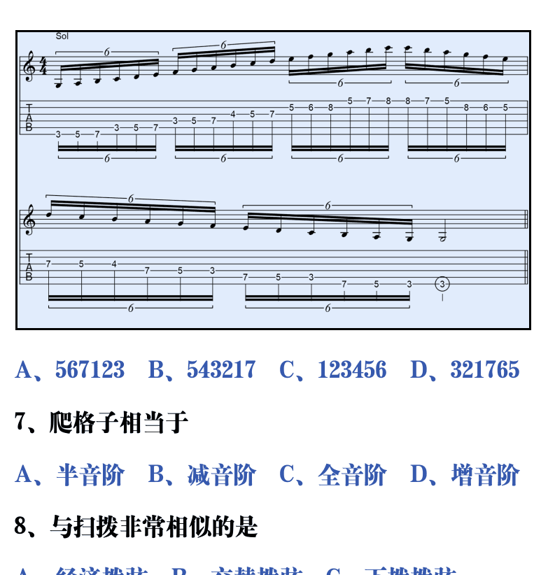 吉他音乐测试题库 第168页  2.7_速弹基础  [右上]
