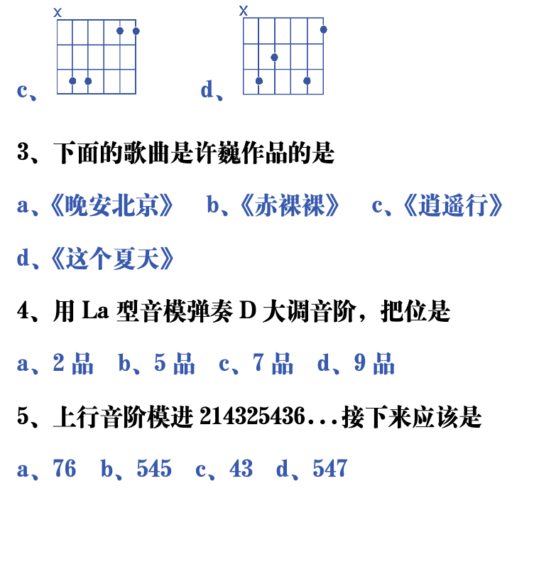 吉他音乐测试题库 第49页  10.3_总结测试  [左下]