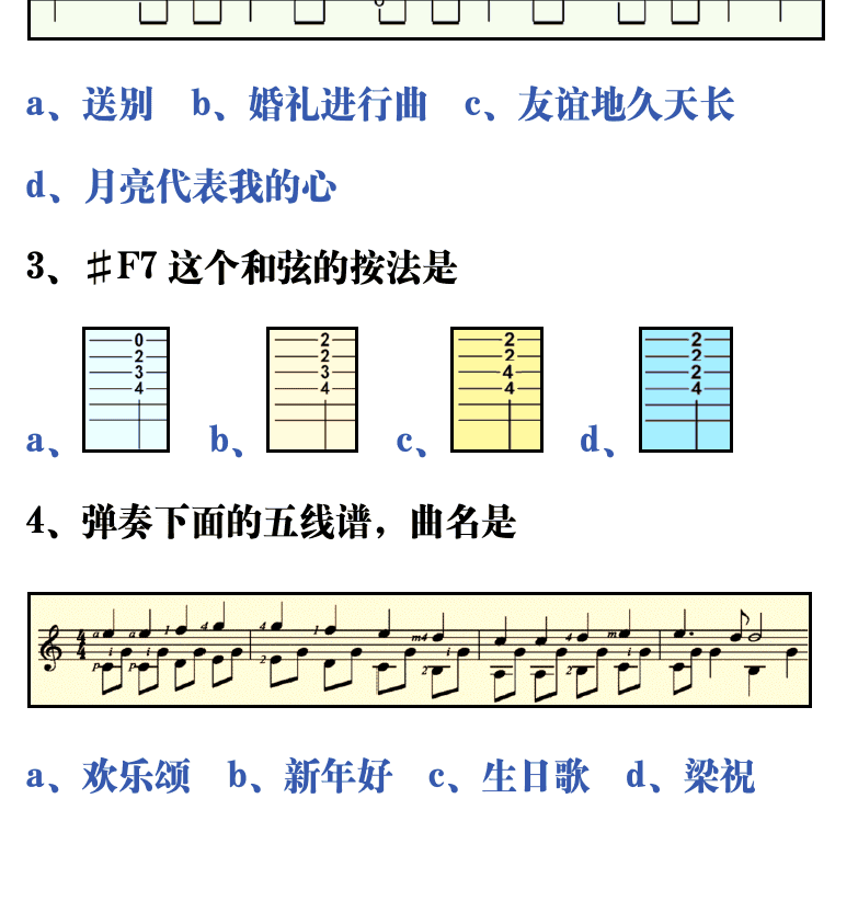 吉他音乐测试题库 第108页  8.2_总结测试  [左下]
