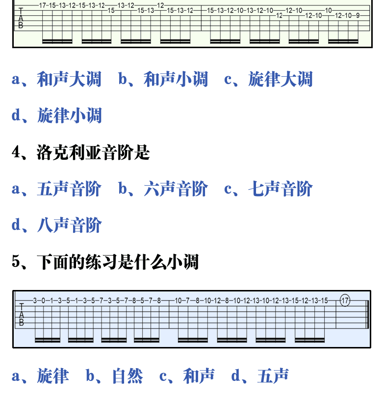 吉他音乐测试题库 第167页  2.6_模式指法  [左下]