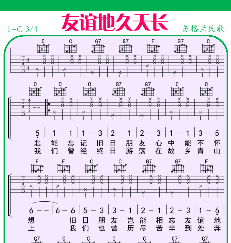 民谣弹唱超简谱集 第4页  小星星  友谊地久天长  [右上]