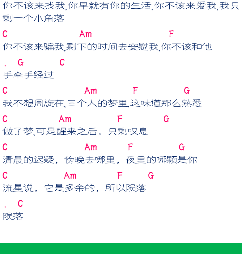 民谣弹唱超简谱集 第10页  多余的流星  远航  Sailing  [左下]