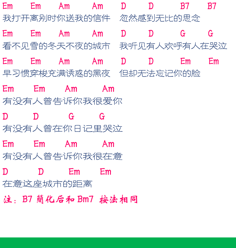 民谣弹唱超简谱集 第21页  有没有人告诉你  敖包相会  [左下]