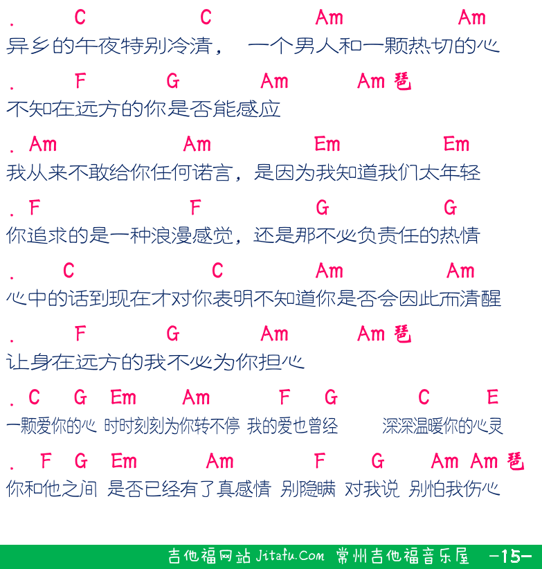 民谣弹唱超简谱集 第15页  月亮代表我的心  别怕我伤心  [右下]