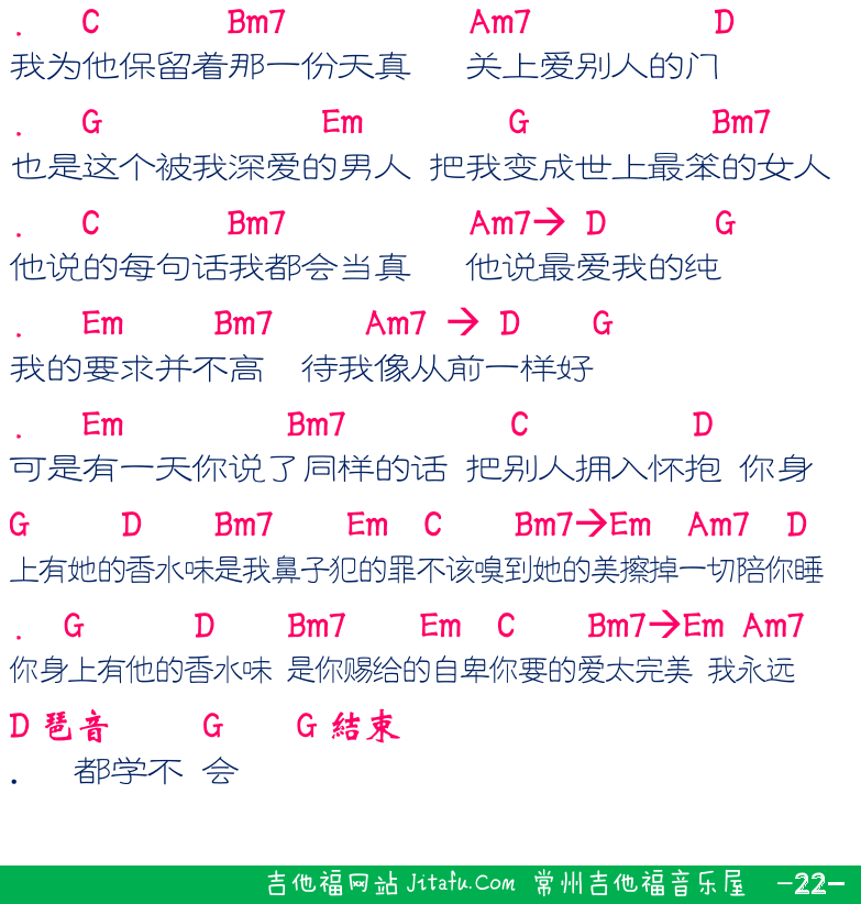 民谣弹唱超简谱集 第22页  流浪歌手的情人  香水有毒  [右下]