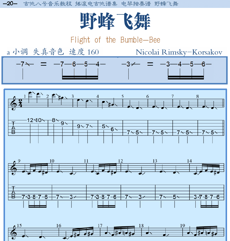 摇滚电吉他谱集 第20页  野蜂飞舞  [左上]
