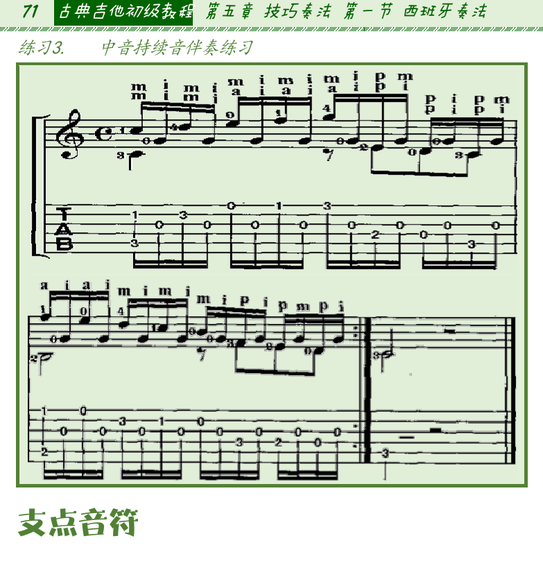 古典吉他初级教程 第71页  支点音符  [左上]