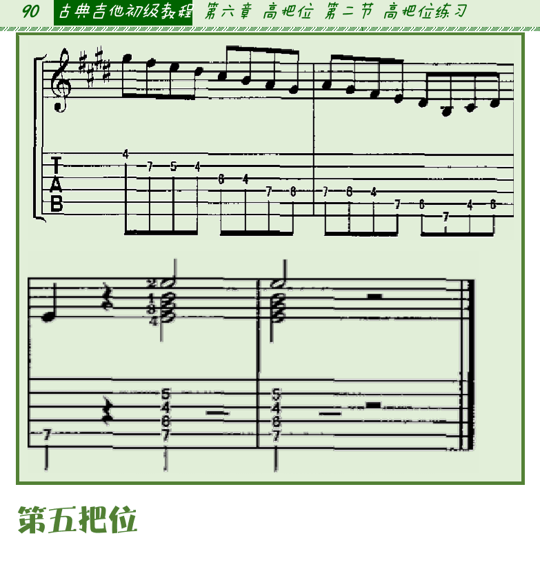古典吉他初级教程 第90页  第五把位  第四把位圆舞曲  [左上]