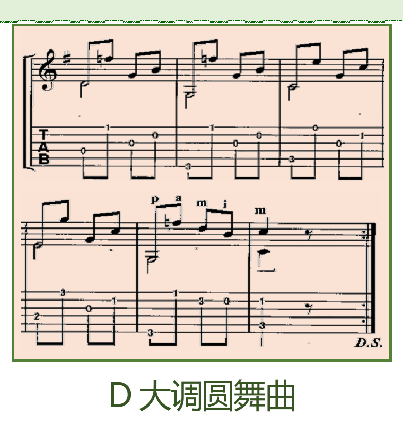 古典吉他初级教程 第49页  D大调圆舞曲  [右上]
