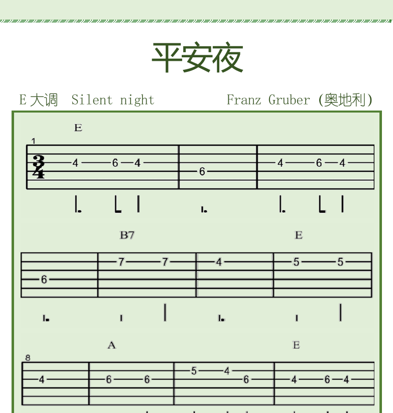 古典吉他初级教程 第88页  平安夜  [右上]
