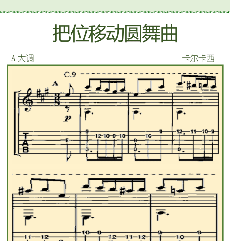 古典吉他初级教程 第94页  把位移动圆舞曲  [右上]
