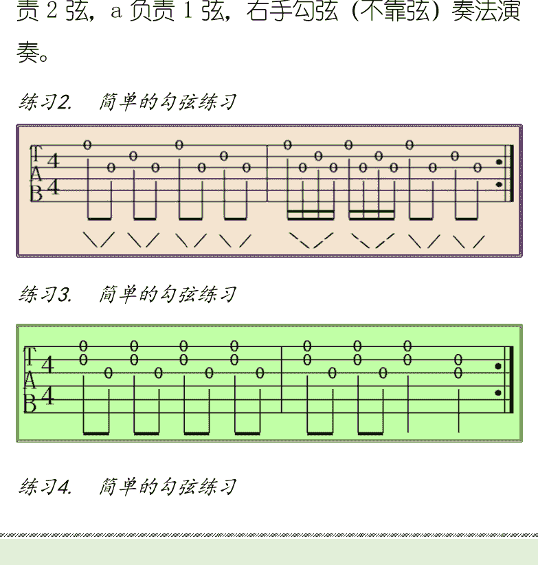 古典吉他初级教程 第21页  休止符  不靠弦练习  靠弦练习  兰花草  第四节_第一把位  把位  [左下]