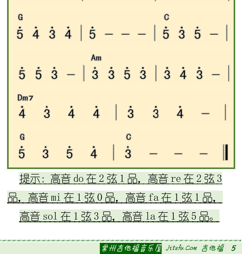 古典吉他初级教程 第5页  简谱结构  反复记号  简谱视唱练习一  [右下]