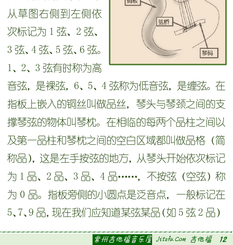 古典吉他初级教程 第12页  吉他各部位名称  [右下]