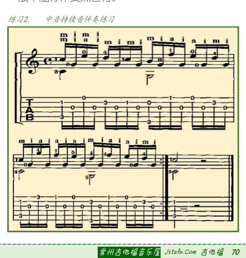 古典吉他初级教程 第70页  第五章_技巧奏法  第一节_西班牙奏法  西班牙伴奏法  [右下]
