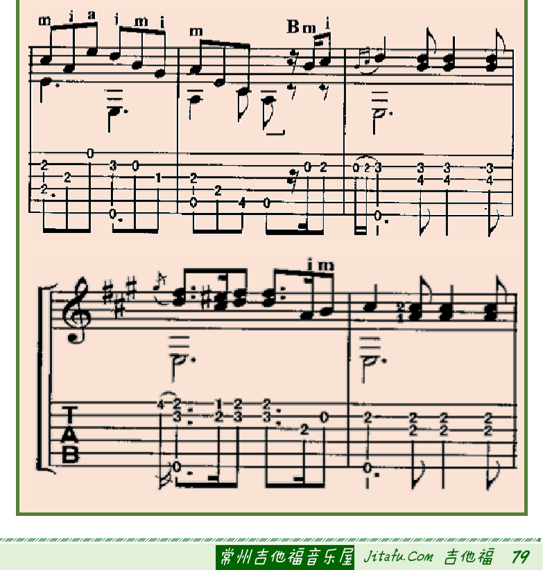 古典吉他初级教程 第79页  双倚音练习曲  [右下]
