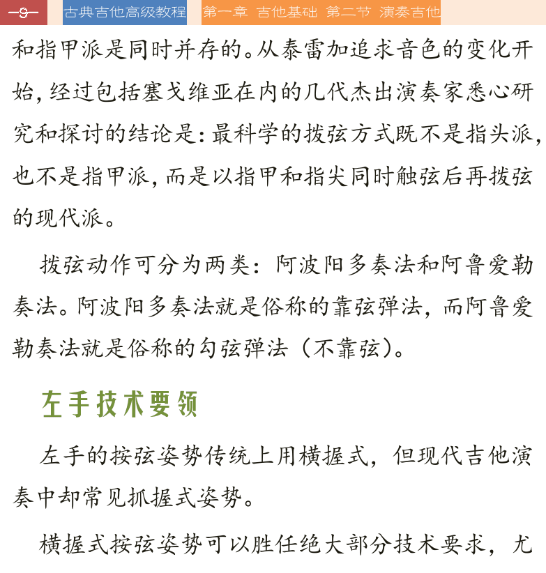 古典吉他高级教程 第9页  左手技术要领  奏法技巧  分解和弦奏法  阿瓜多-琶音练习曲  [左上]