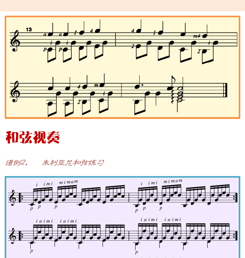 古典吉他高级教程 第30页  玛丽有只小羊羔  欢乐颂  和弦视奏  朱利亚尼和弦练习  [右上]