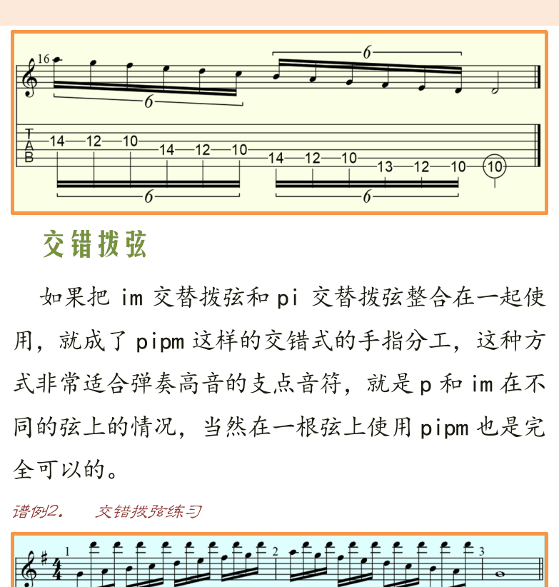 古典吉他高级教程 第34页  交错拨弦  轮指拨弦  [右上]