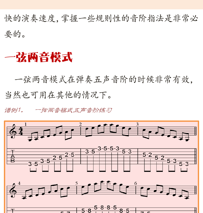 古典吉他高级教程 第40页  练习建议  第三节_模式指法  一弦两音模式  [右上]