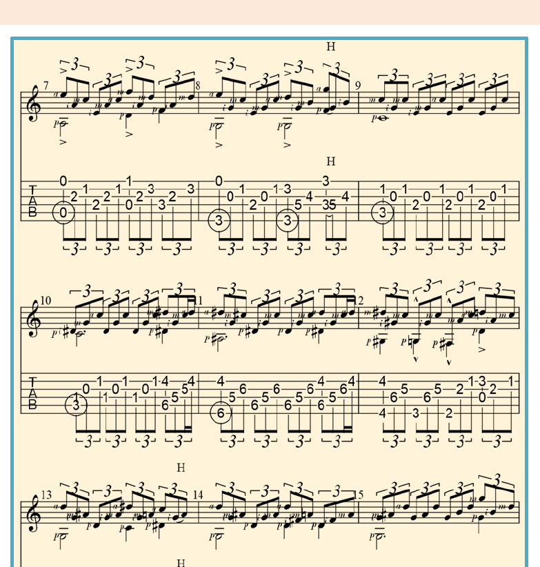 古典吉他高级教程 第49页  和弦模进  低音进行  钟音保持  贝多芬-月光奏鸣曲  [右上]