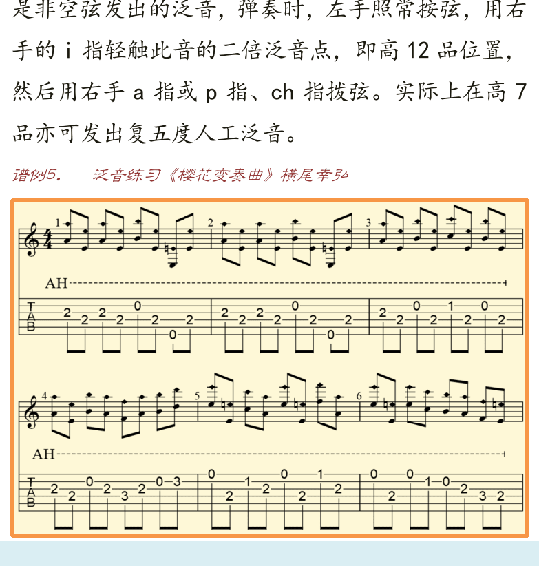 古典吉他高级教程 第13页  泛音奏法  横尾幸弘-樱花变奏曲  轮指震音奏法  索尔-轮指震音变奏曲  [左下]