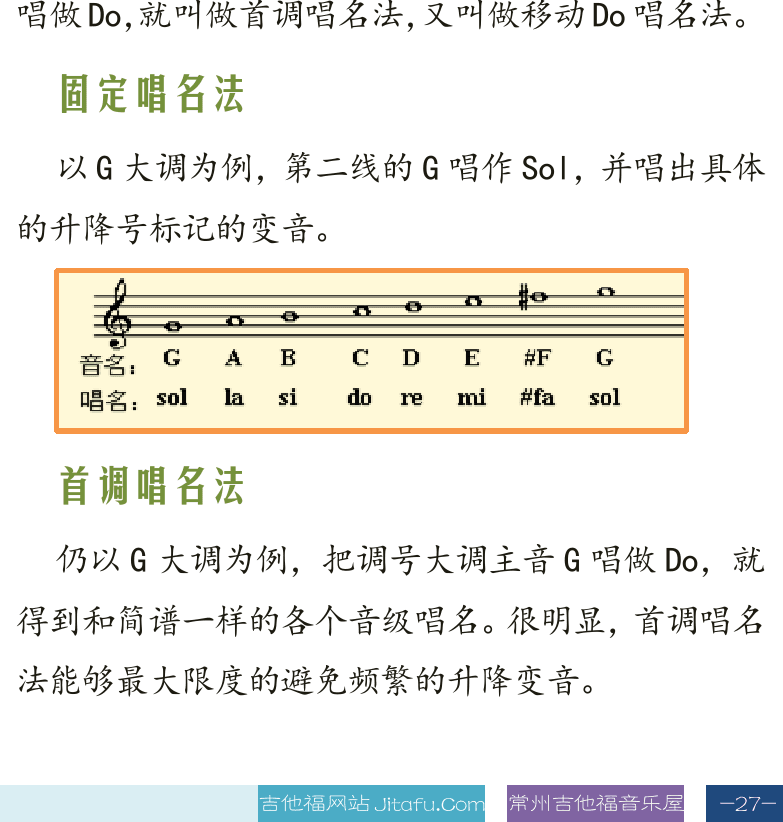 古典吉他高级教程 第27页  速度记号  首调和固定调  固定唱名法  首调唱名法  [右下]