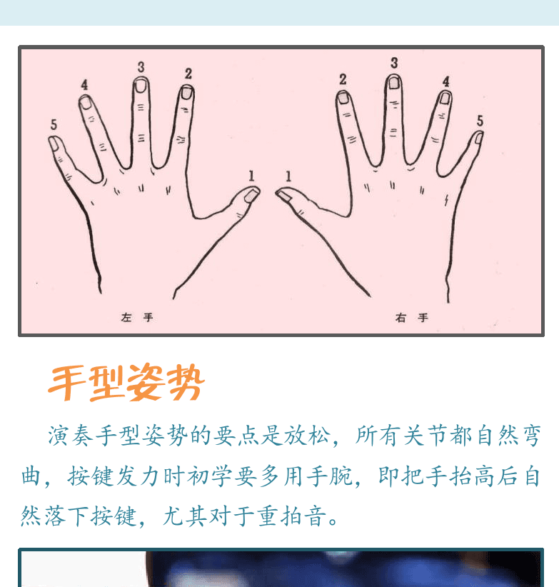 键盘入门 第3页  手指符号  手型姿势  弹奏旋律  [右上]