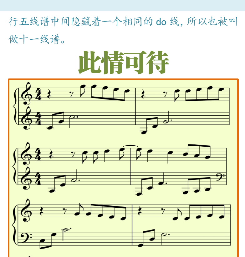 键盘入门 第9页  第三节_五线谱  五线谱和谱号  此情可待  [右上]