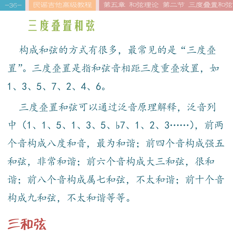 民谣吉他高级教程 第36页  三度叠置和弦  三和弦  七和弦  [左上]