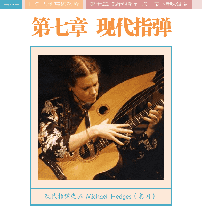 民谣吉他高级教程 第63页  第七章_现代指弹  第一节_特殊调弦  特殊调弦  开放调弦  [左上]