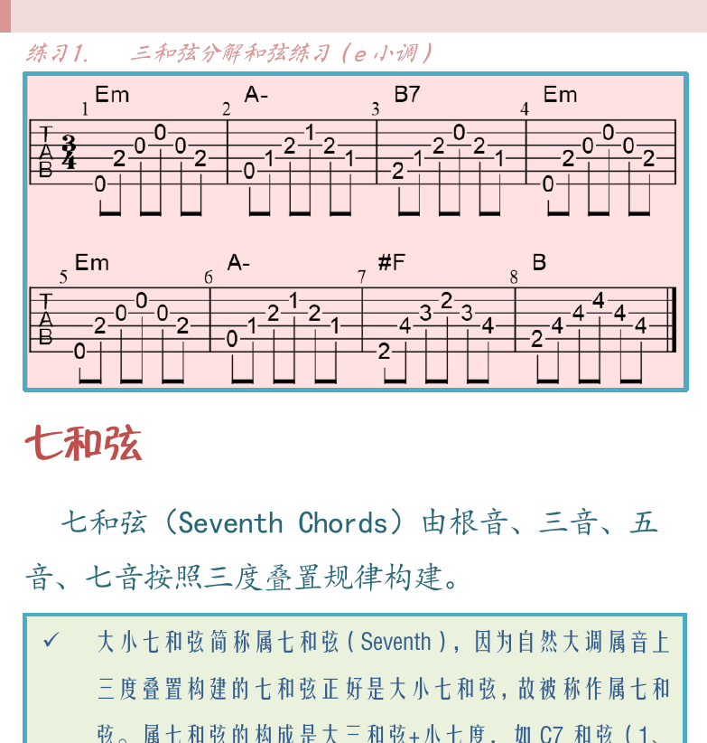 民谣吉他高级教程 第36页  三度叠置和弦  三和弦  七和弦  [右上]