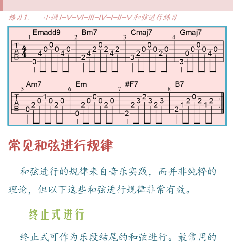 民谣吉他高级教程 第46页  常见和弦进行规律  终止式进行  [右上]