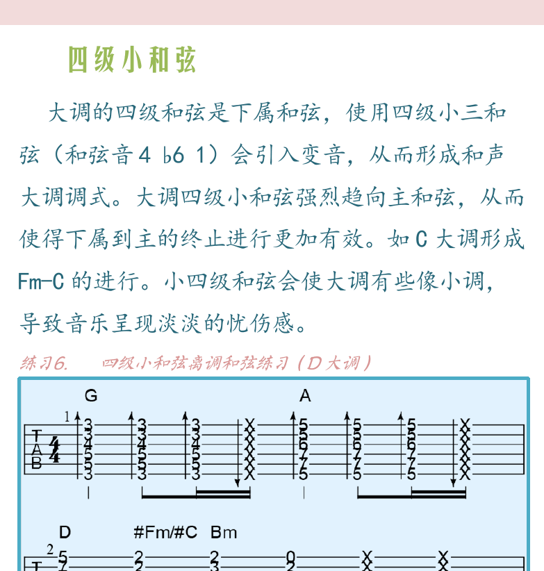 民谣吉他高级教程 第51页  三级大和弦  四级小和弦  六级大和弦  [右上]
