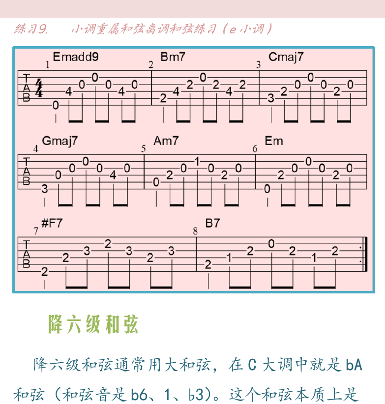 民谣吉他高级教程 第52页  七级大和弦  降六级和弦  降七级和弦  [右上]