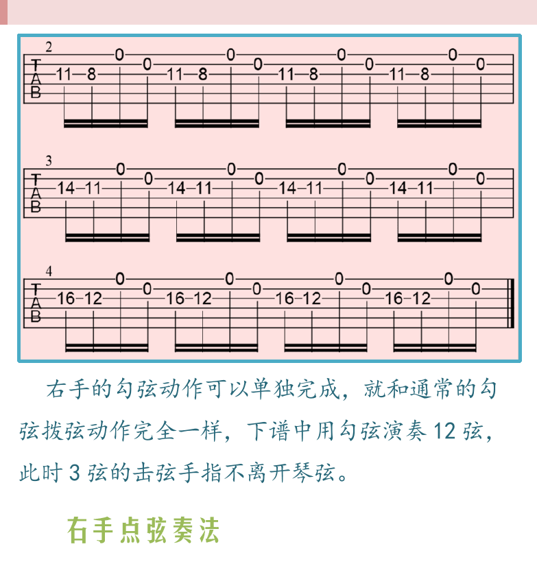 民谣吉他高级教程 第69页  左手抹弦奏法  右手奏法  右手连音奏法  右手点弦奏法  午夜  [右上]