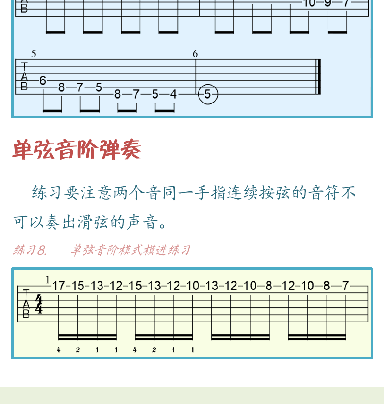 民谣吉他高级教程 第31页  单弦音阶弹奏  难忘的一天  [左下]