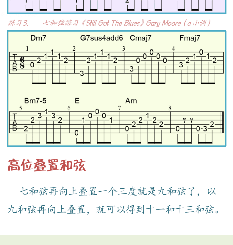 民谣吉他高级教程 第37页  Still_Got_The_Blues  高位叠置和弦  基本三度叠置和弦  [左下]