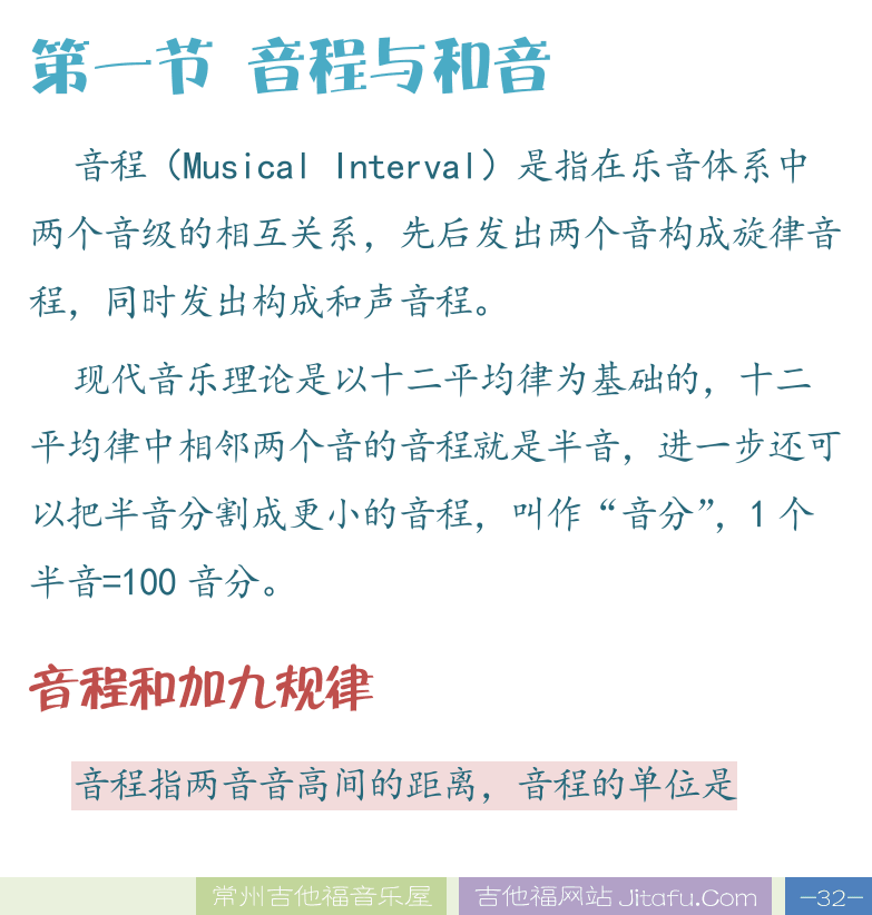 民谣吉他高级教程 第32页  第五章_和弦理论  第一节_音程与和音  音程和加九规律  [右下]