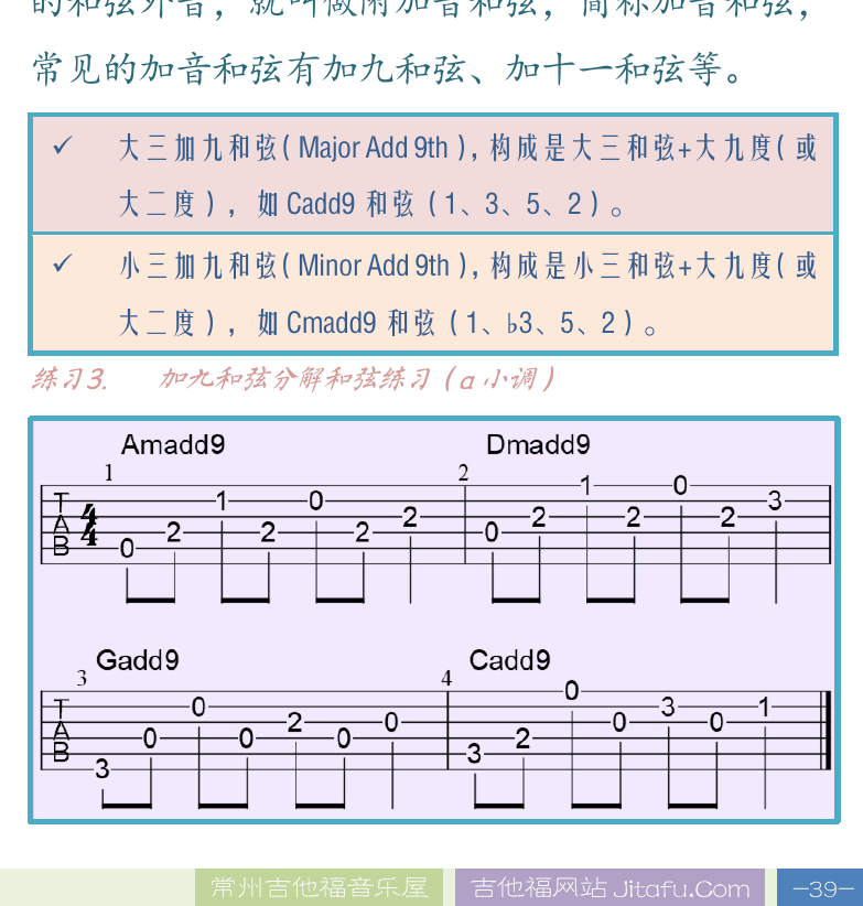 民谣吉他高级教程 第39页  第三节_变化和弦  转位和弦  距离  加音和弦  [右下]