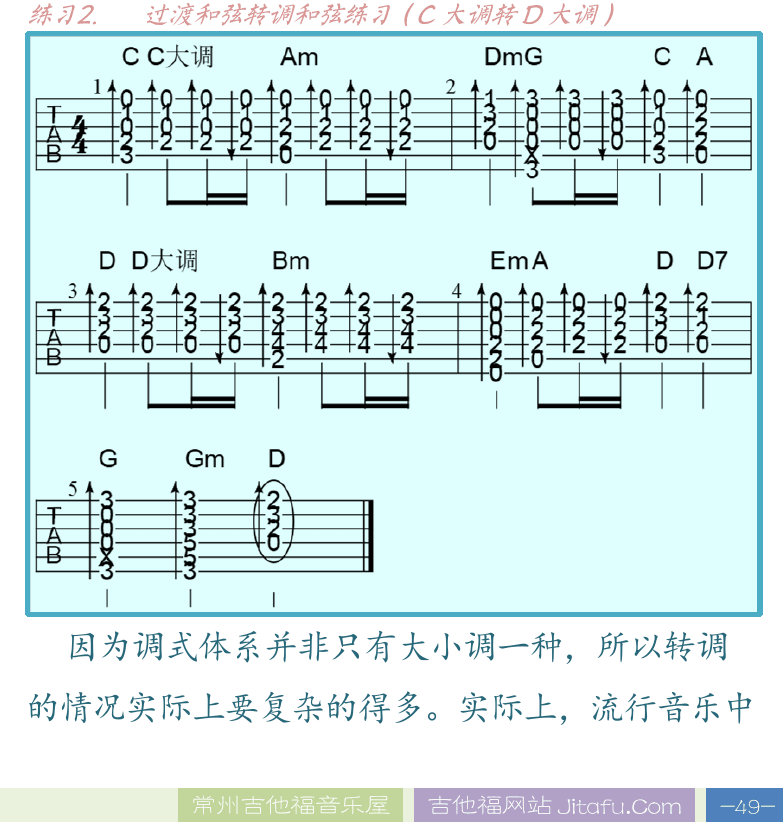 民谣吉他高级教程 第49页  过渡和弦转调  [右下]