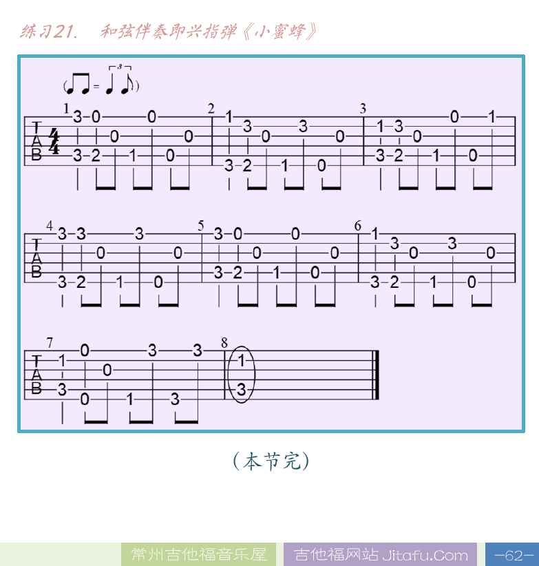 民谣吉他高级教程 第62页  小蜜蜂-7  节奏即兴  旋律即兴  小蜜蜂-8  和弦即兴  小蜜蜂-9  [右下]