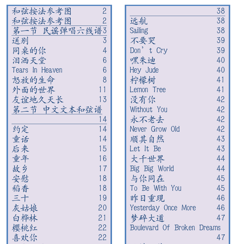 民谣吉他弹唱谱集 第1页  [右上]