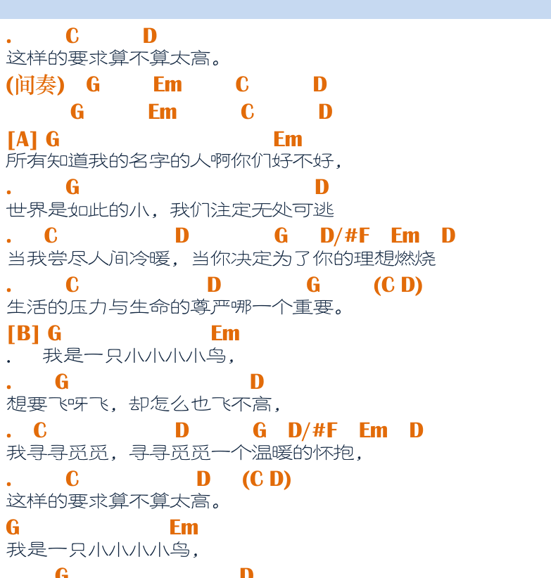 民谣吉他弹唱谱集 第36页  我是一只小小鸟  [右上]