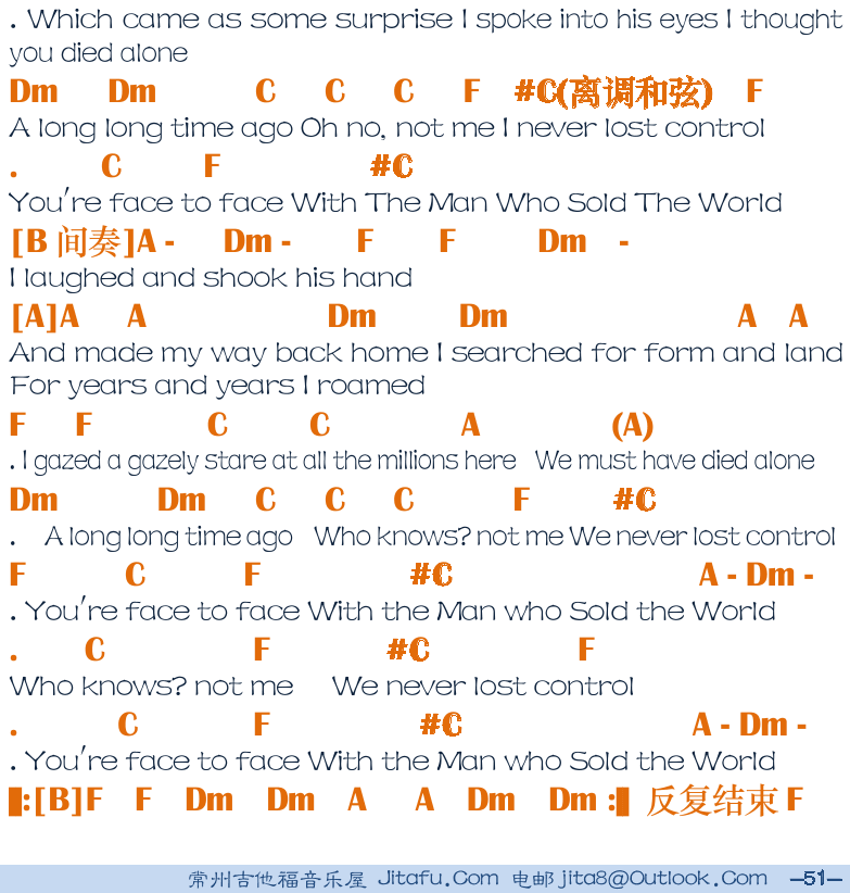 民谣吉他弹唱谱集 第51页  因为我爱你  Because_I_love_you  出卖世界的人  The_Man_Who_Sold_The_World  [右下]