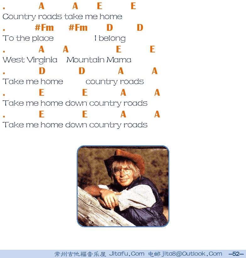 民谣吉他弹唱谱集 第52页  乡村之路带我回家  Take_Me_Home_Country_Road  [右下]